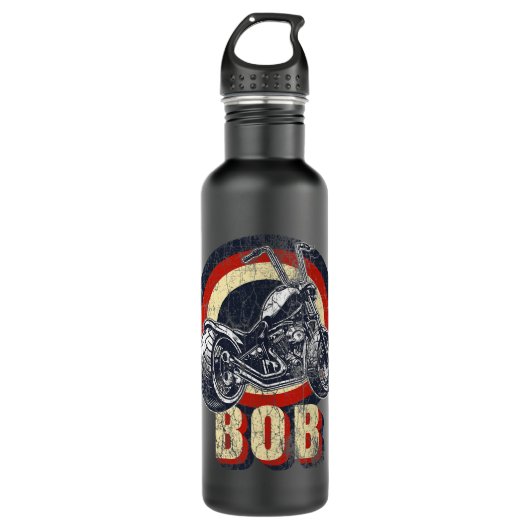 Bob der Bobber-Motorradfahrer V Edelstahlflasche (Vorderseite)