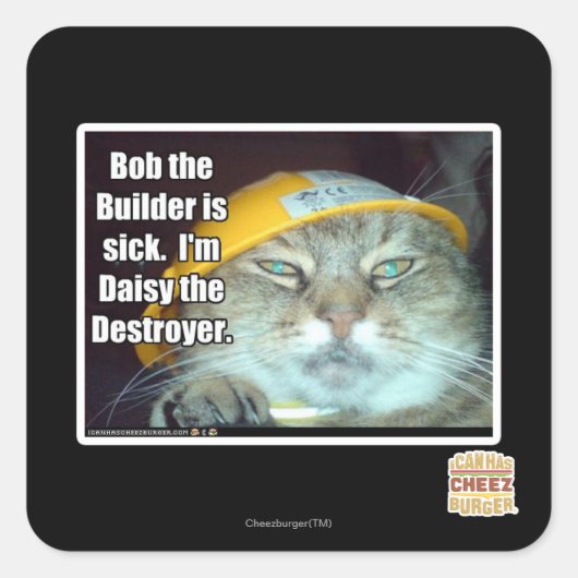 Bob, der Erbauer ist krank Quadratischer Aufkleber (Vorderseite)