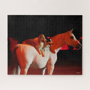 Bob Langrish   Arabisches Pferd Stehend mit Hunden Puzzle