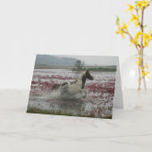 Bob Langrish | Chincoteague Horse Running In Water Karte (Gelbe Blume)