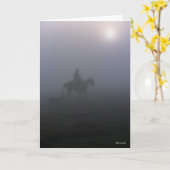 Bob Langrish | Cowboy-Rennen in Nebel mit Hund Karte (Gelbe Blume)