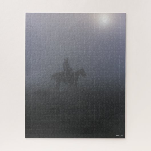Bob Langrish | Cowboy-Rennen in Nebel mit Hund Puzzle (Vertikal)