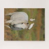 Bob Langrish | Graues Camargue-Pferd mit zwei Vöge Puzzle (Horizontal)