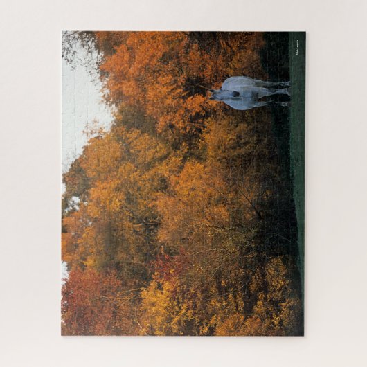 Bob Langrish Gray Warmblut Pferd Stehend Herbst Puzzle (Vertikal)
