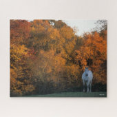 Bob Langrish Gray Warmblut Pferd Stehend Herbst Puzzle (Horizontal)