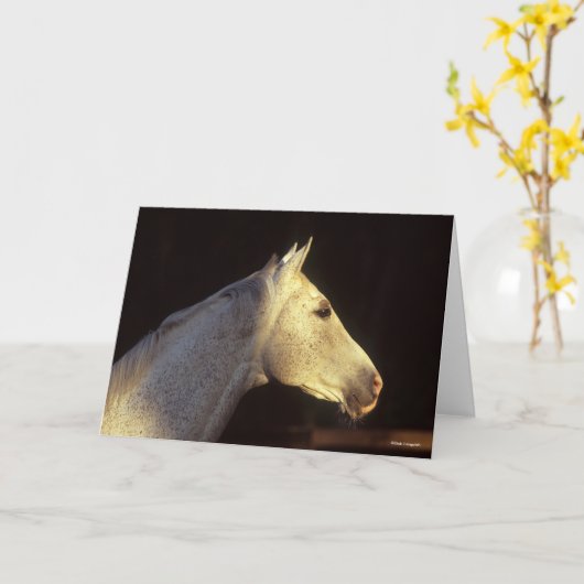 Bob Langrish | Grey Thoroughbred Stallion Headshot Karte (Gelbe Blume)