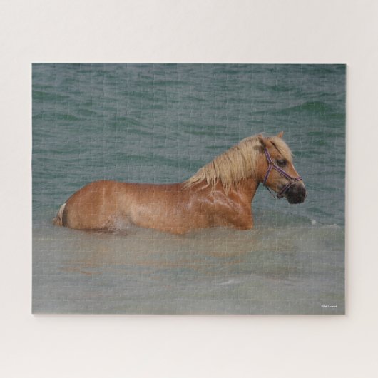 Bob Langrish | Haflinger Pferd schwimmen im Meer Puzzle (Horizontal)