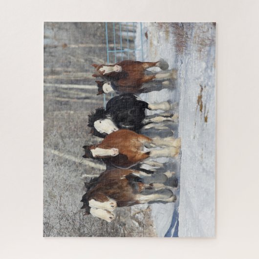 Bob Langrish | Herde von Clydesdales im Schnee Puzzle (Vertikal)