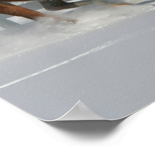 Bob Langrish | Kastanienpferd im Schnee Poster (Ecke)