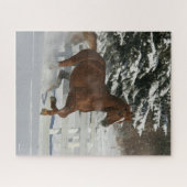 Bob Langrish | Kastanienpferd im Schnee Puzzle (Horizontal)