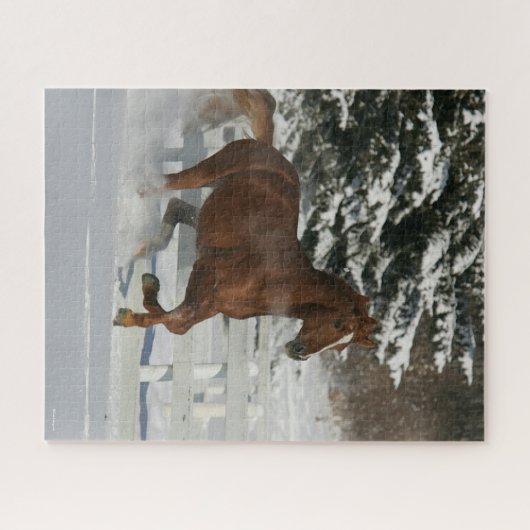 Bob Langrish | Kastanienpferd im Schnee Puzzle (Horizontal)