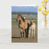 Bob Langrish Kiger Mustang Mare and Foal Standing Karte (Gelbe Blume)