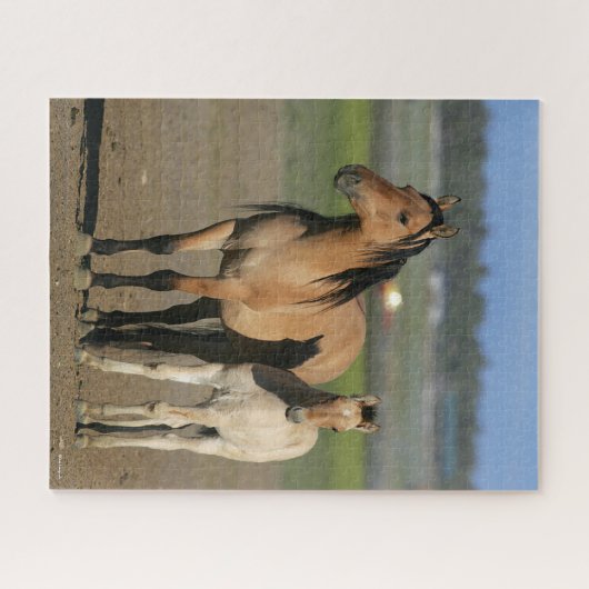 Bob Langrish Kiger Mustang Mare und Foal Stehend Puzzle (Horizontal)