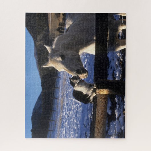 Bob Langrish | Pferd und Katze im Schnee Puzzle (Vertikal)