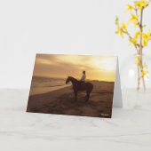 Bob Langrish | Pferd und Reiter On Beach bei Sunse Karte (Gelbe Blume)