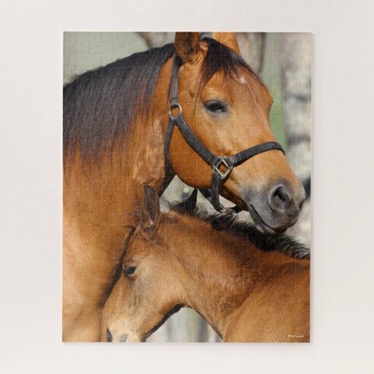 Bob Langrish Quarter Horse Mare und Foal Headshot Puzzle (Vertikal)
