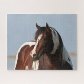 Bob Langrish Tobiano Paint Horse Stallion Headshot Puzzle (Horizontal)