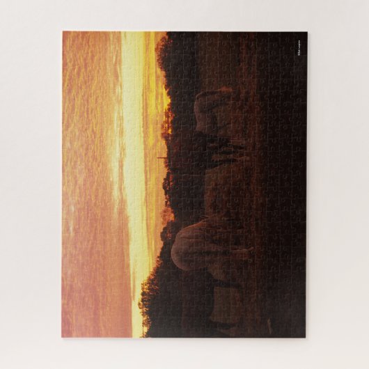 Bob Langrish | Vier Pferde grasen bei Sonnenunterg Puzzle (Vertikal)