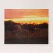 Bob Langrish | Vier Pferde grasen bei Sonnenunterg Puzzle (Horizontal)