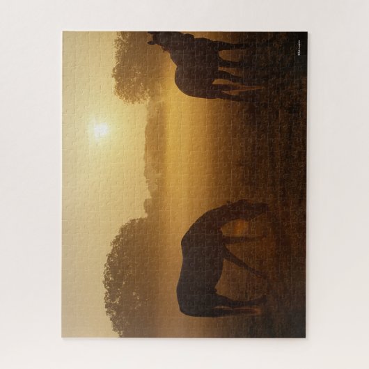 Bob Langrish zwei Araber Stehend in Nebel bei Sonn Puzzle (Vertikal)