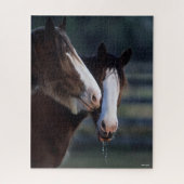 Bob Langrish | Zwei Clydesdale Pferde Headshot Puzzle (Vertikal)