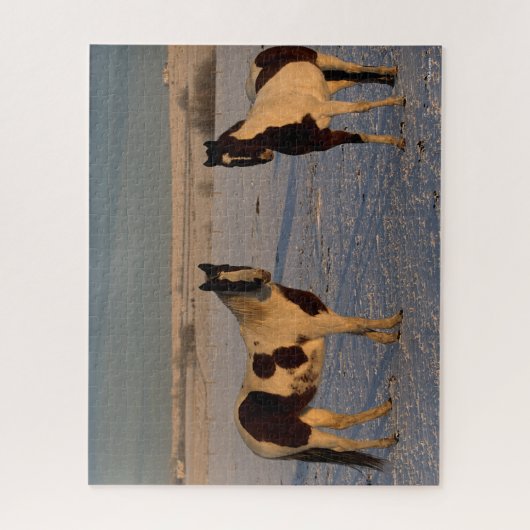 Bob Langrish | Zwei farbige Pferde im Schnee Puzzle (Vertikal)