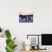 Bob Langrish | Zwei im Schnee Stehende Fjordpferde Poster (Heimbüro)