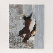 Bob Langrish | Zwei Morganpferde und Hunde im Schn Puzzle (Vertikal)