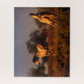 Bob Langrish | Zwei Pferde, die im Sonnenuntergang Puzzle (Vertikal)