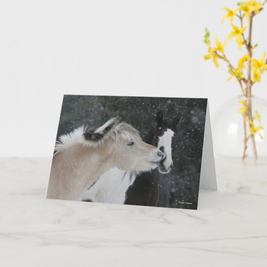 Bob Langrish | Zwei Ponys-Treffen im Schneefall Karte (Gelbe Blume)