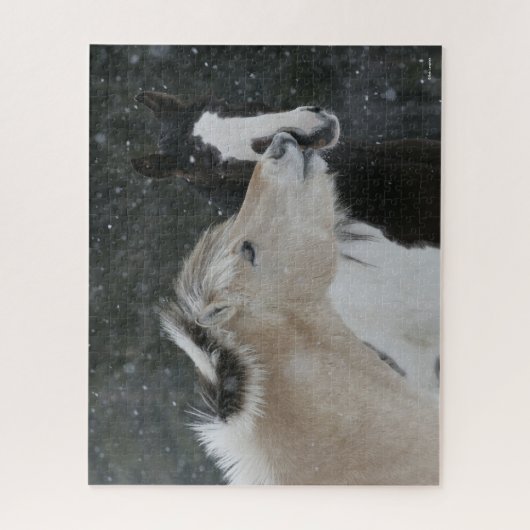 Bob Langrish | Zwei Ponys-Treffen im Schneefall Puzzle (Vertikal)