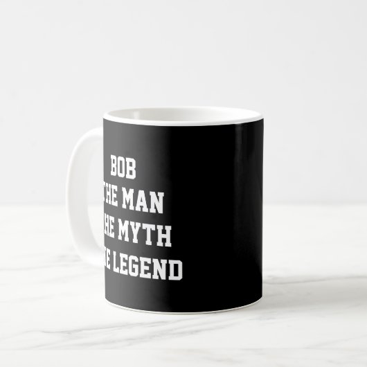 Bob: Mensch, Mythos, Legende, Weißer Text Kaffeetasse (Vorderseite Links)