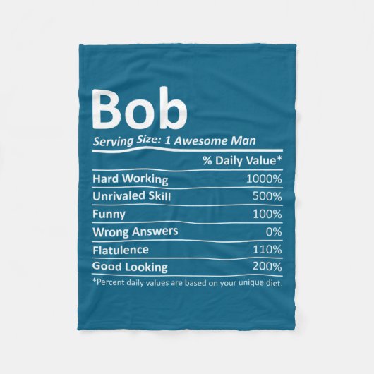 Bob Nutrition Funny Birthday D Name Gif Fleecedecke (Vorderseite)