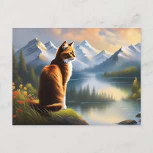 Bob Ross Style Cat Postcard Postkarte