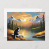 Bob Ross Style Cat Postcard Postkarte (Vorne/Hinten)