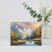 Bob Ross Style Cat Postcard Postkarte (Stehend Vorderseite)