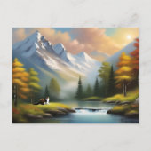 Bob Ross Style Cat Postcard Postkarte (Vorderseite)