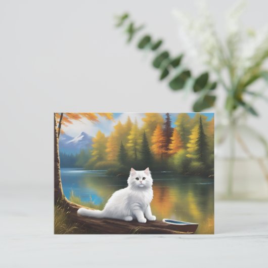 Bob Ross Style Cat Postcard Postkarte (Stehend Vorderseite)