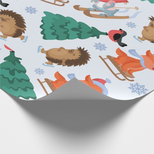 Bob-Sledding Weihnachtsschnee-Bäume der Geschenkpapier (Ecke)