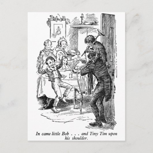 Bob und Tiny Tim (mit Text) Postkarte (Vorderseite)