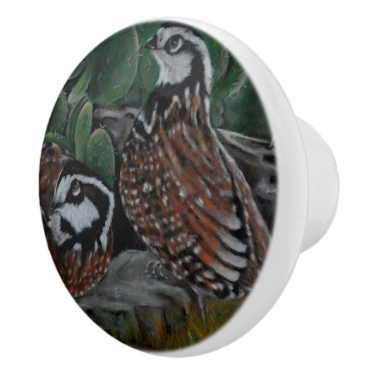 Bob-Weiß-Wachteln Keramikknauf (Rechts)