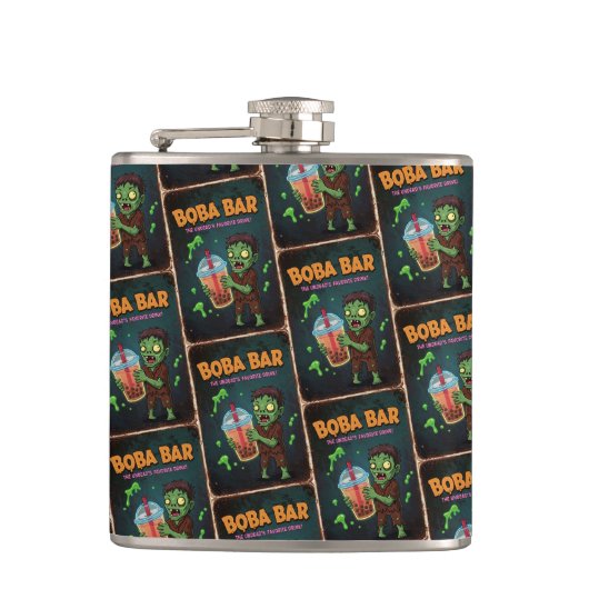 Boba Bar – The Undead’s Favorite Drink! Flask Flachmann (Vorderseite)