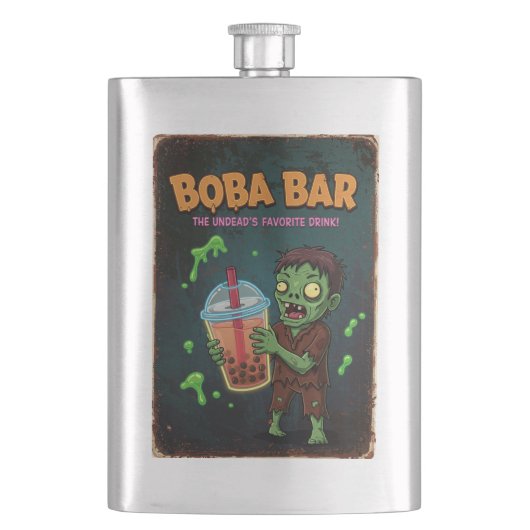 Boba Bar – The Undead’s Favorite Drink! Flask Flachmann (Vorderseite)