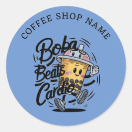 Boba Beats Cardio lustige Markenaufkleber Runder Aufkleber