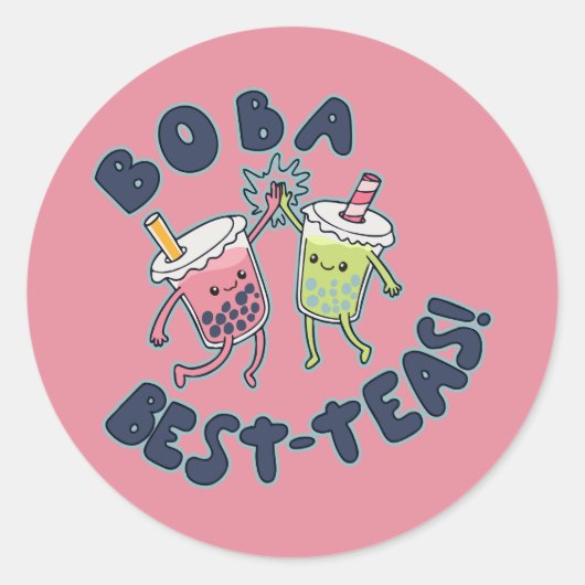Boba Best-Teas! Runder Aufkleber (Vorderseite)