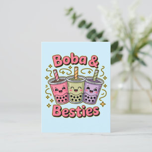 BOBA & Besties Vibes - Perfekt für Boba Tea Liebha Postkarte