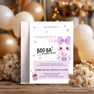 Boba Birthday Invitation | Cute Spooky BOO-BA Part