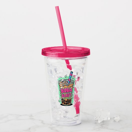 Boba Blast – Sip or Die! Acrylic Tumbler Acryltrinkbecher (Vorderseite Ice)