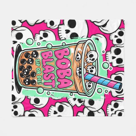 Boba Blast – Sip or Die! – Fleece Blanket (Vorderseite (Horizontal))