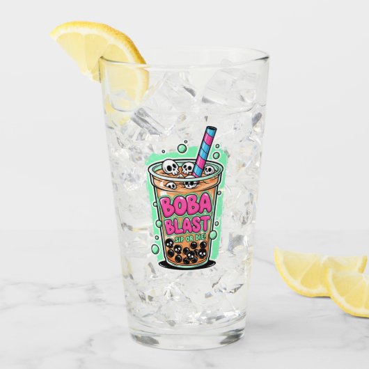 Boba Blast – Sip or Die! Glass Cup Glas (Vorderseite Ice)